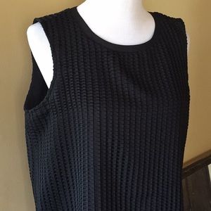 CALVIN KLEIN size LARGE 3-D Square Dual Layer Tank Business Career BLACK $89 NEW